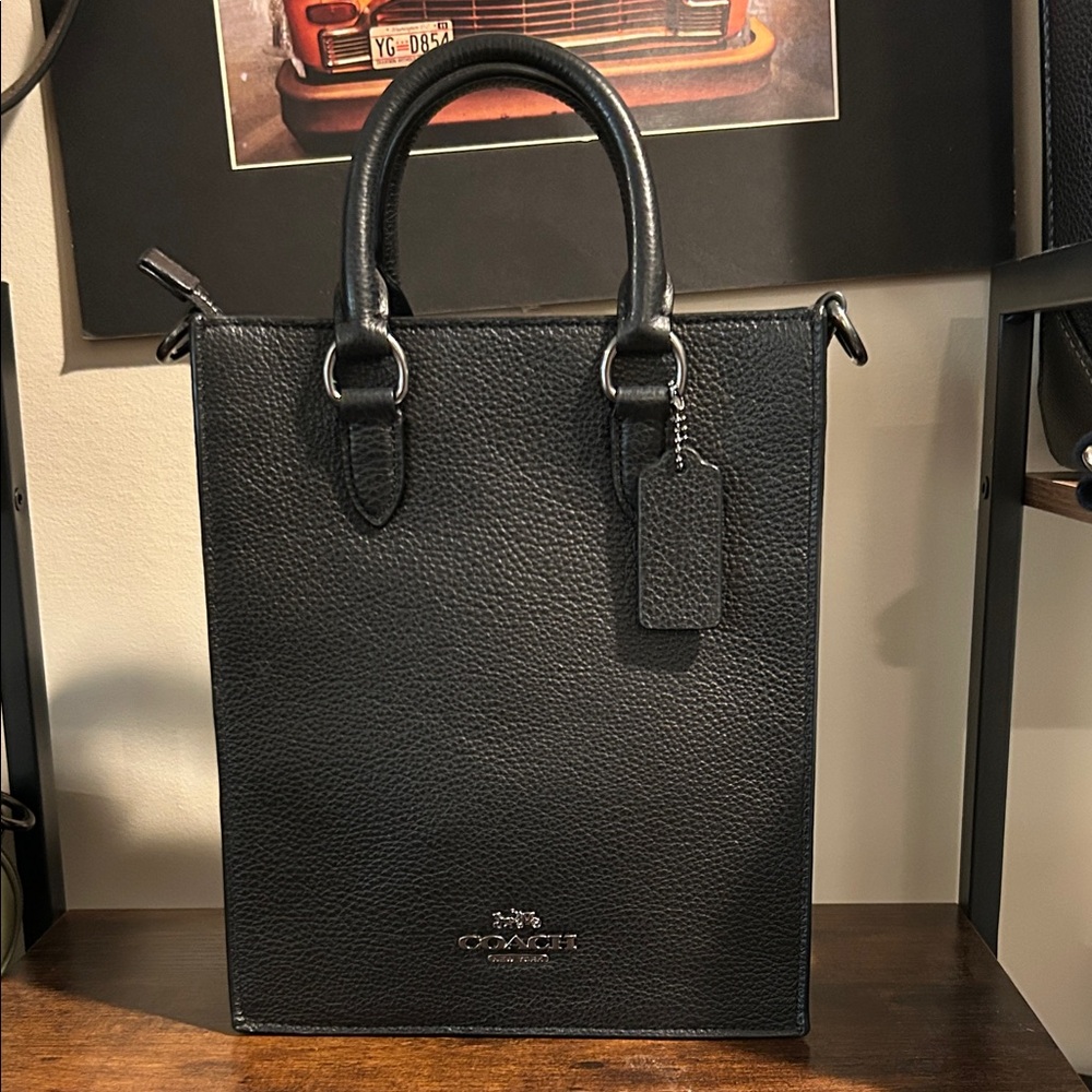Coach Black Pebbled Leather Briefcase